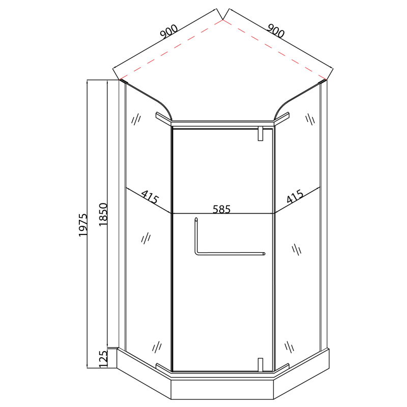 Душевая кабина с низким поддоном Mixxus LINES SCT01-90x90x198-TR CHROME прозрачное стекло 6мм (MI69