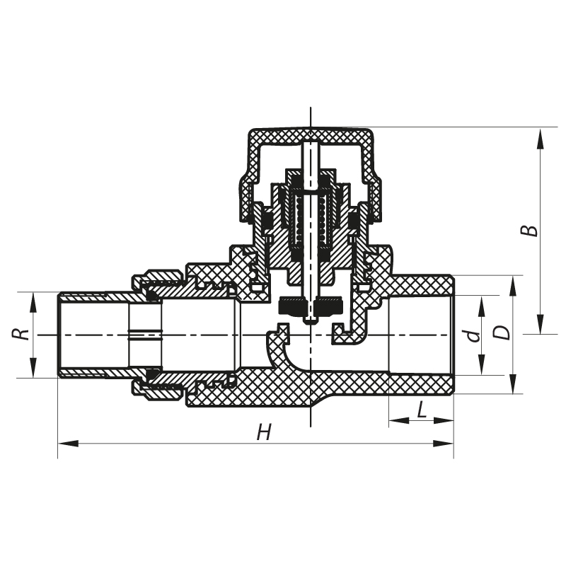 Кран термостатический прямой PPR 25x3/4 Koer K0152.PRO