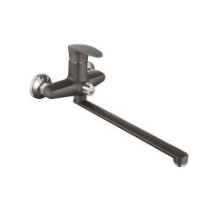 Смеситель для ванны Plamix CEZAR-006 EURO SET Graphite, со шлангом, лейкой и кронштейном