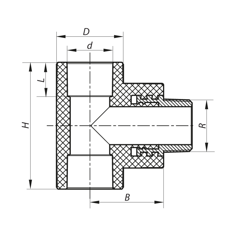 Тройник НР 25x3/4M PPR Koer K0110.PRO
