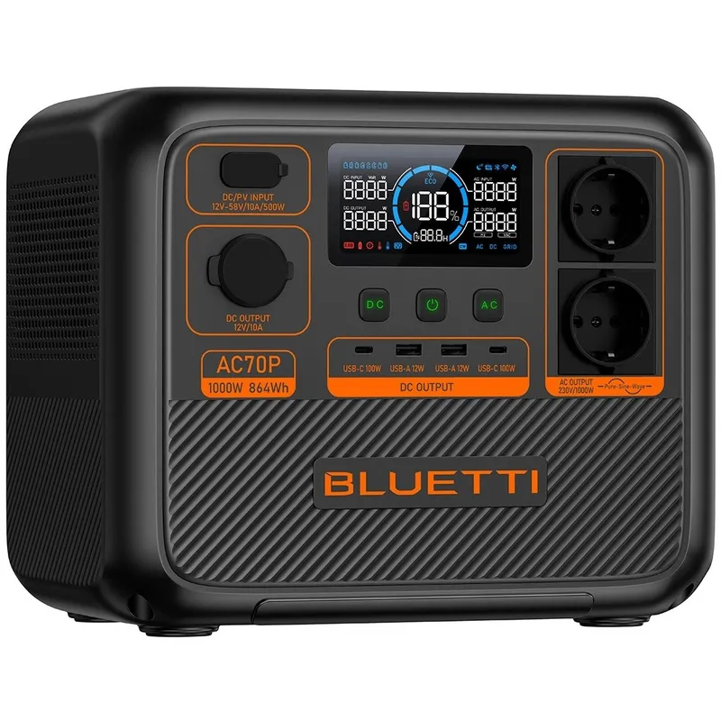 Зарядна станція BLUETTI AC70P 1000 Вт, 864 Вт/год