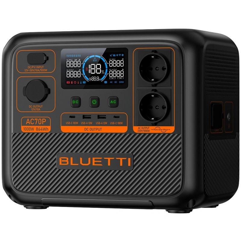 Зарядна станція BLUETTI AC70P 1000 Вт, 864 Вт/год