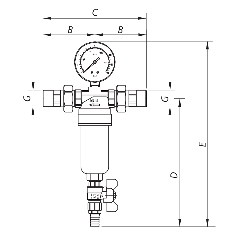 Фільтр самоочисний з манометром 1/2'' Koer KR.1250