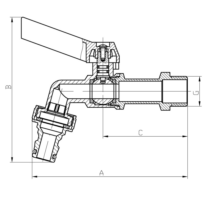 Кран полива с коннектором для быстрого подключения Koer KR.259 - 1/2"