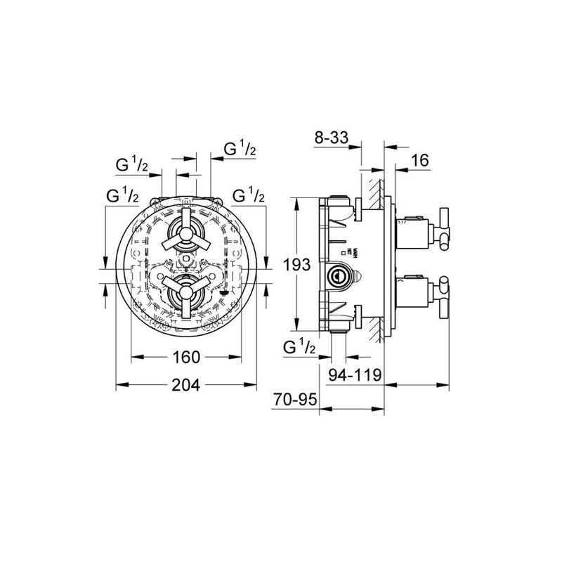 Термостат верхней монтажной части Grohe Atrio