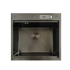 Мийка Mixxus MH5050-SK Nano-Black з нержавіючої сталі зі сходинкою для сушарки, з підставкою для ножів (графіт) (MX1)