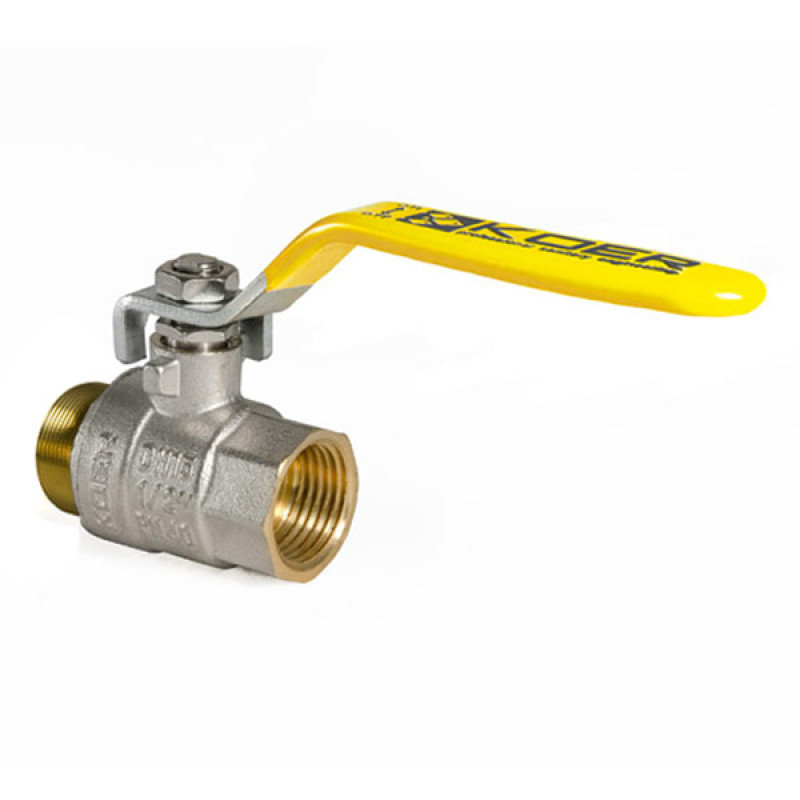 Кран шаровой KOER KR.215.G - 1/2" FM ГШВ YELLOW, ручка "рычаг" желтая