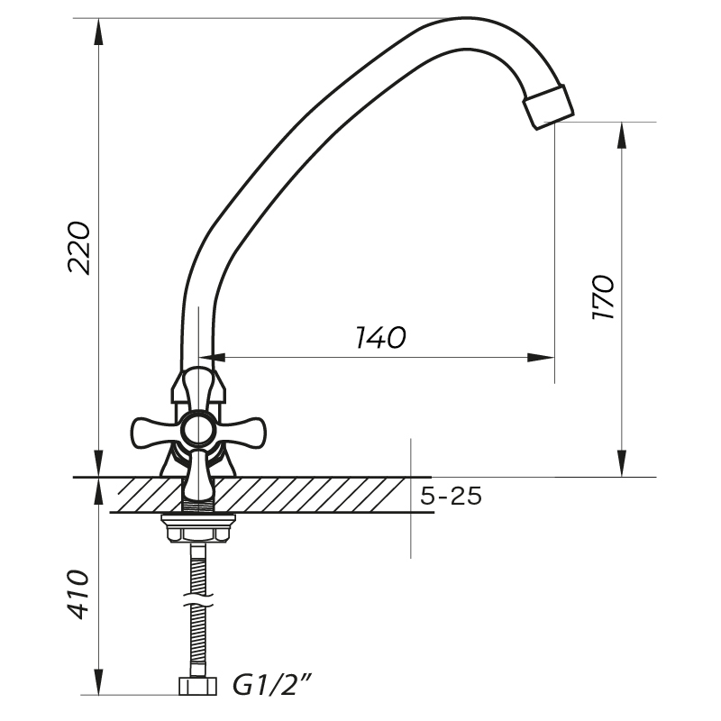 Смеситель для кухни Zerix JIK4 102-A