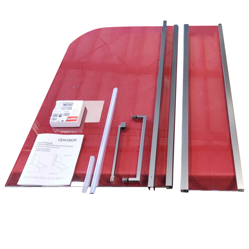Шторки скляні на ванну Koer SR BS04-95x140-TR-07 прозоре скло 6мм, графіт