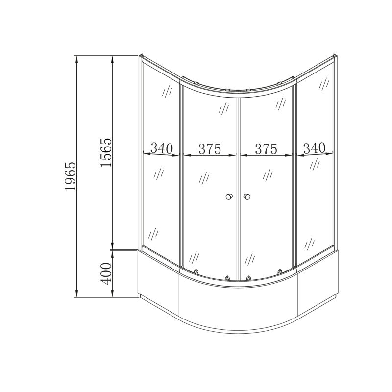 Душова кабіна з високим піддоном Mixxus PLAIN SCT01-90x90x195-FB SATIN матове скло 4мм