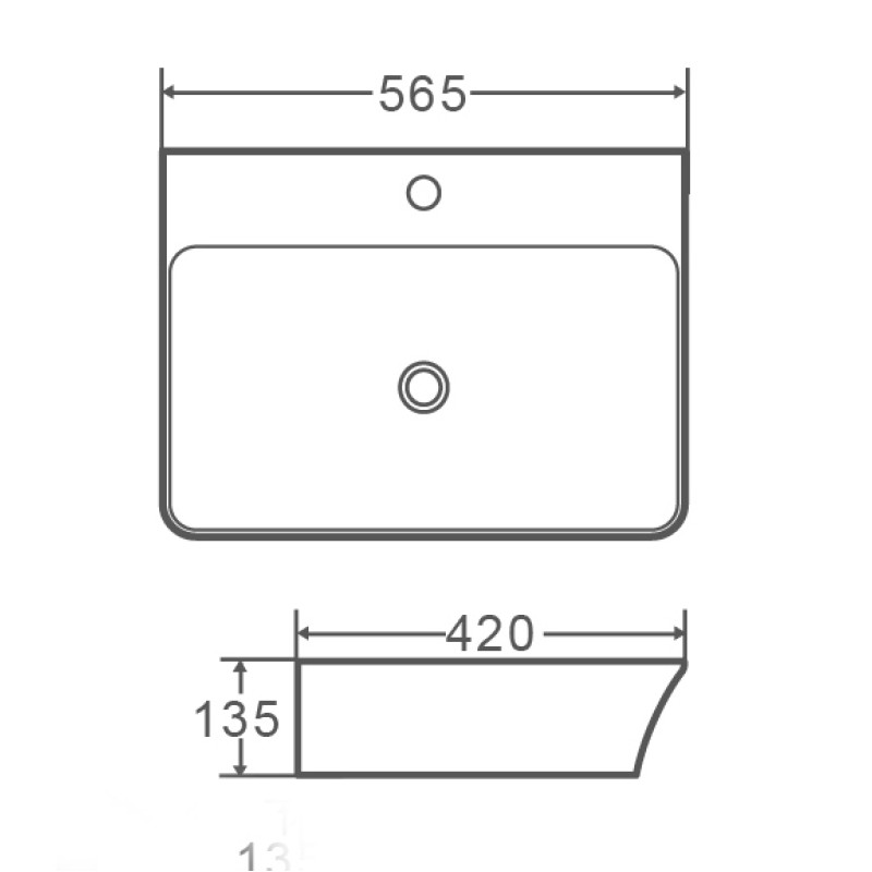 Умывальник накладной керамический Mixxus Premium Bevel-0202 с переливом 560x415x125mm