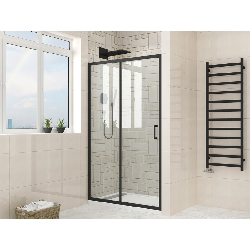 Двері в нішу Mixxus Premium DIVERSE SD01-140x185-TR Чорний прозоре скло 5мм
