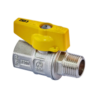 Кран шаровый ГАЗ, ручка "бабочка" желтая Roho R111-050G - 1/2" ВЗ