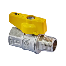 Кран кульовий ГАЗ, ручка "метелик" жовта Roho R111-050G - 1/2" ВЗ