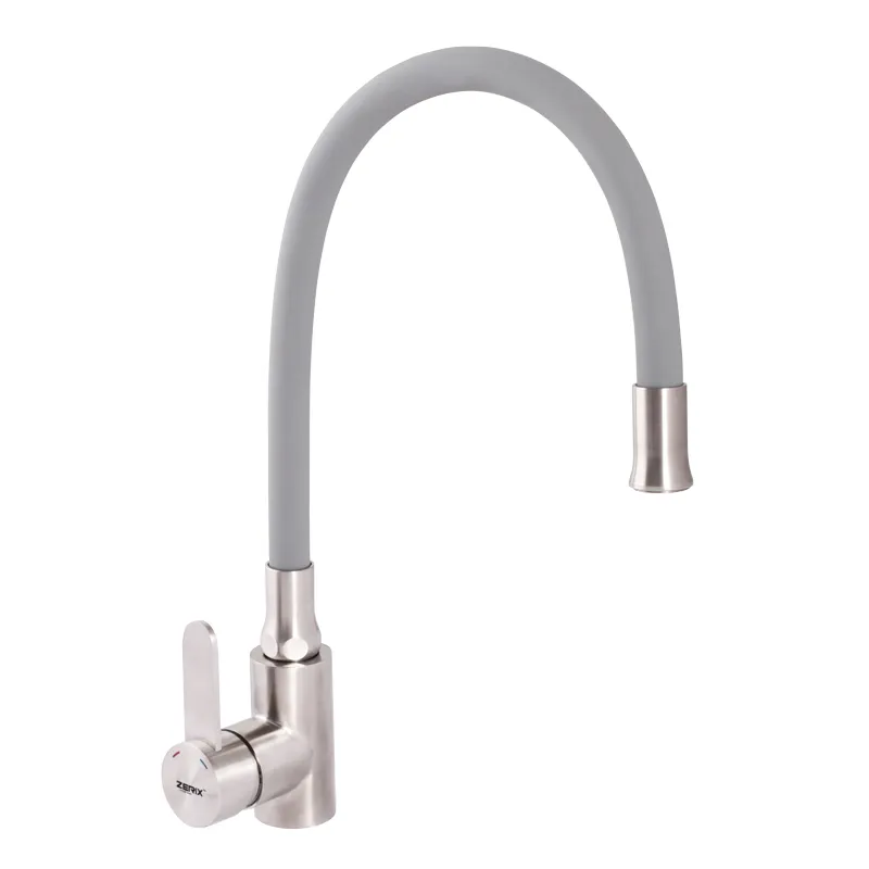 Смеситель для кухни Zerix LR74004-9 с серым гибким изливом