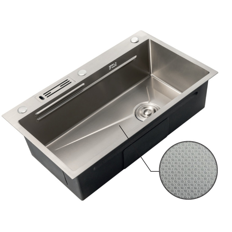 Мойка Mixxus Premium MH7545-SET-05 MICRO DECOR NANO-SILVER (3.0/0.8) комплект (нерж)