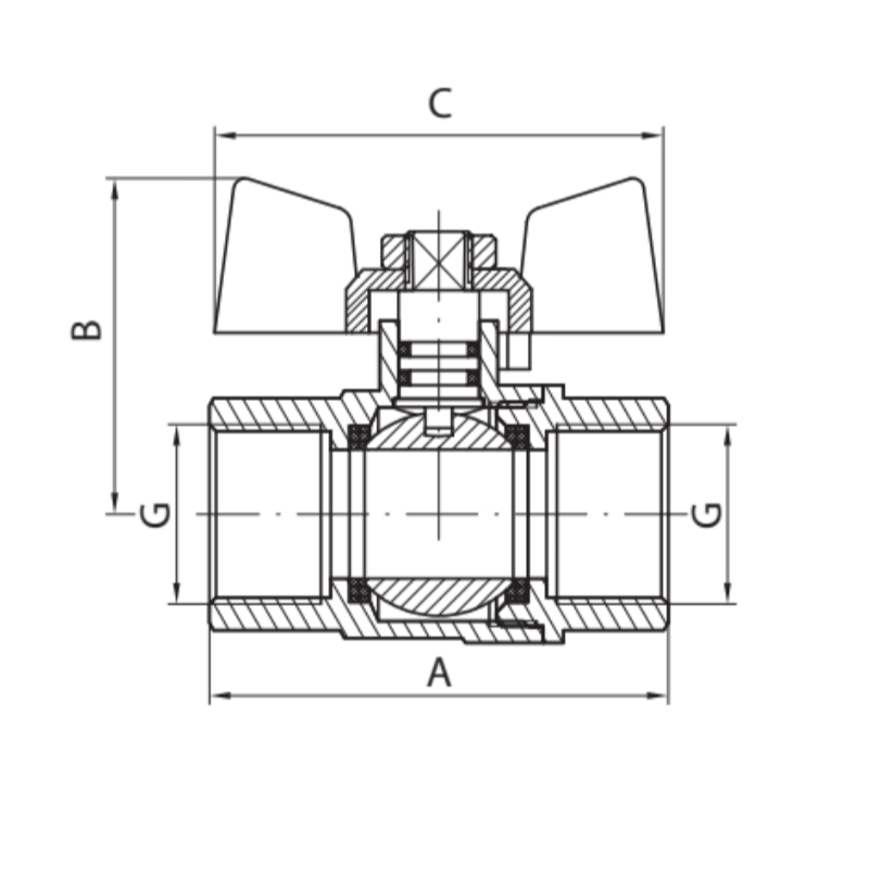 Кран шаровый Koer KG.207 - 1/2" FF ГГБ (газ)