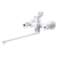 Смеситель для ванны PLAMIX OMEGA-140 EURO SET WHITE (со шлангом, лейкой и кронштейном)