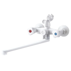 Смеситель для ванны PLAMIX OMEGA-140 EURO SET WHITE (со шлангом, лейкой и кронштейном)