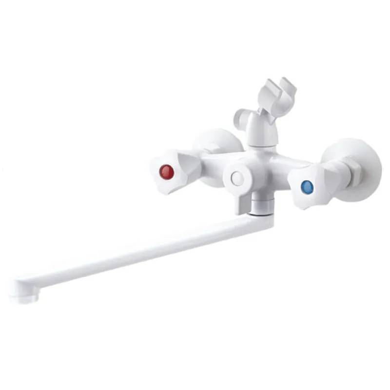 Смеситель для ванны PLAMIX OMEGA-140 EURO SET WHITE (со шлангом, лейкой и кронштейном)