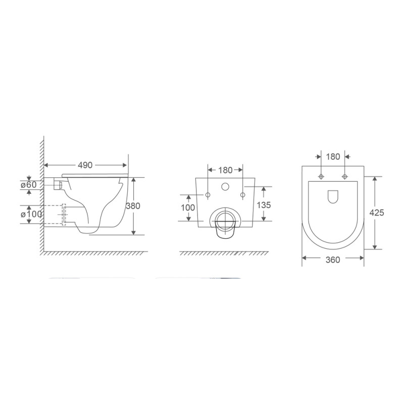 Унитаз подвесной Mixxus Premium TOPPER-0302-T3 490х360х380mm, система смыва TORNADO 3.0