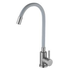 Кухонный смеситель с серым силиконовым изливом Zerix LUX-011 Refl.Gray (нерж. сталь)