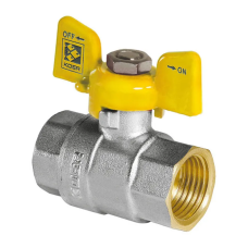 Кран кульовий KOER KR.217.G - 1" FF ГГМ YELLOW, ручка "метелик" жовта