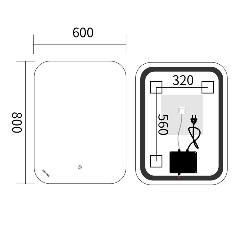 Зеркало Mixxus Premium DIVERSE MR15-80x60-REVERSE (LED Touch, Anti-fog, димер (3-6,5kK))
