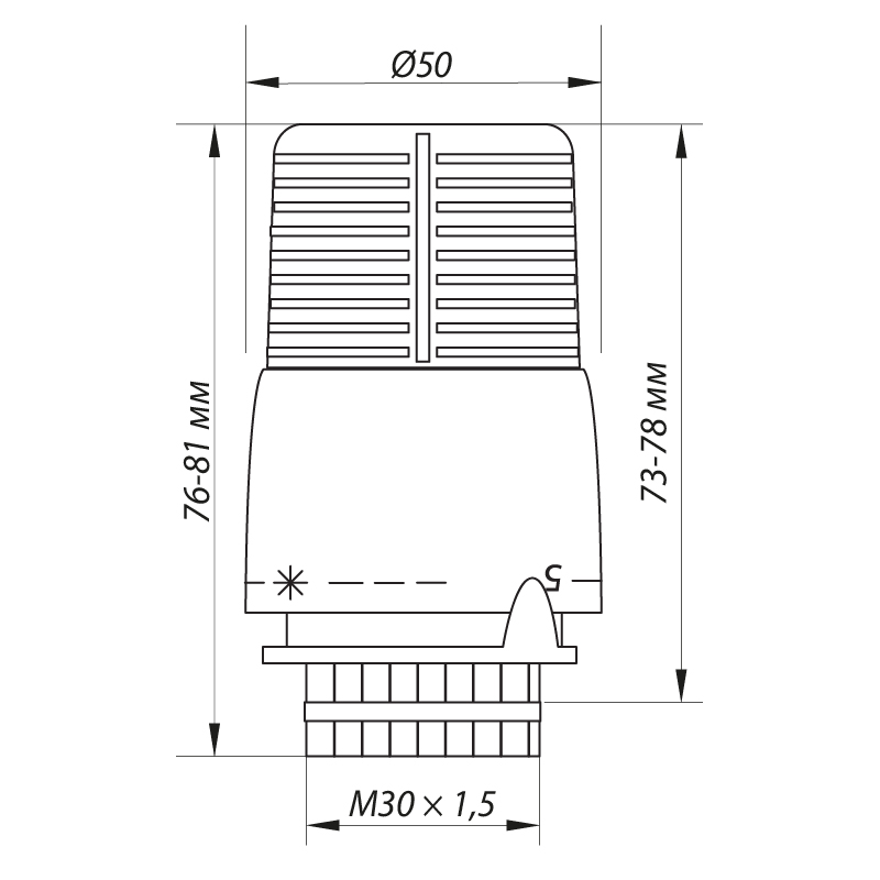 Термоголовка с выносным датчиком M30x1.5 Koer KR.1332