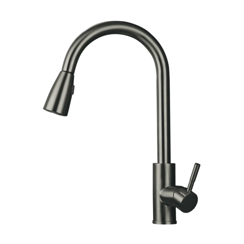 Смеситель для кухни Mixxus SUS-014-B Graphite с выдвижной лейкой из нерж.стали