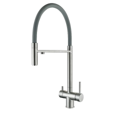 Кухонный смеситель на две воды с гибким изливом Zerix KIT-021 Refl.Gray (нерж. сталь)