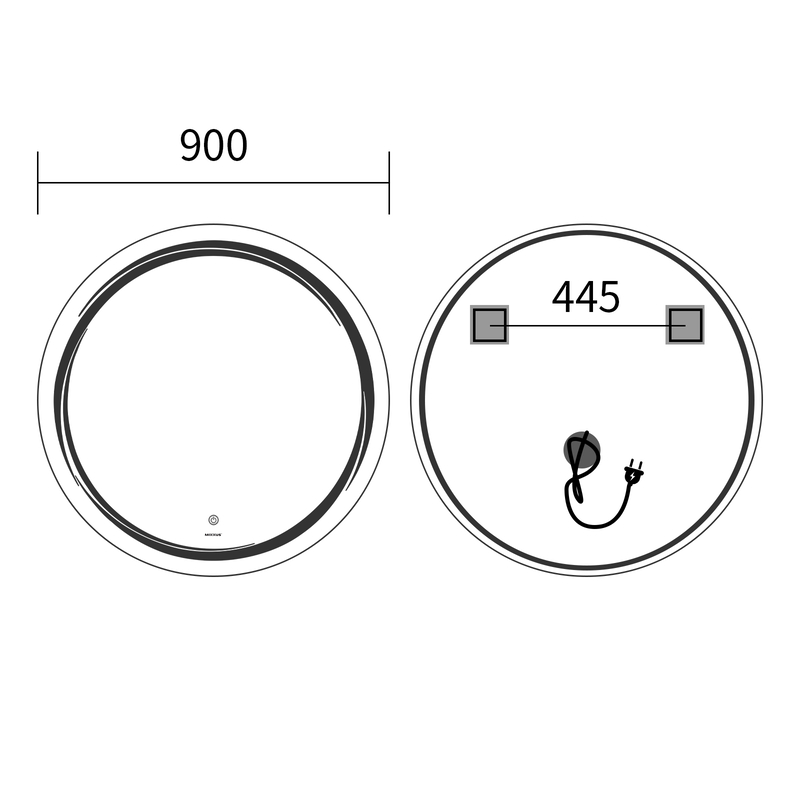 Зеркало Mixxus Premium WAVE MC04-90 (LED Touch, Anti-fog, димер (3-6,5kK))