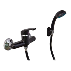 Змішувач для душу Plamix Afina-003 SET Black (з шлангом, лійкою та кронштейном)