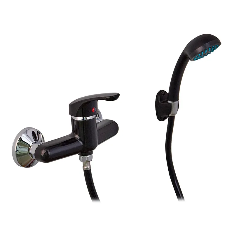 Смеситель для душа Plamix Afina-003 SET Black (со шлангом, лейкой и кронштейном)