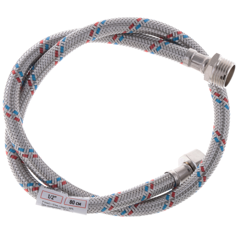 Гибкий шланг для подключения воды гайка 1/2'' - Штуцер 1/2'' (80 см) Zerix
