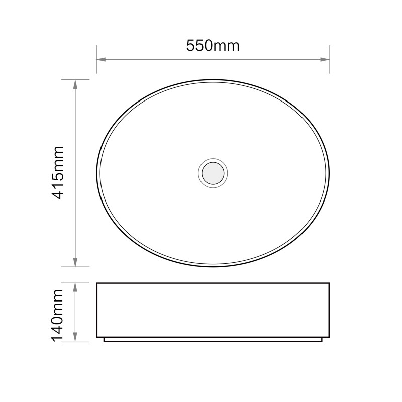 Раковина накладная MIXXUS PREMIUM ELLIPSE-0104 MARBLE 550х415х140mm