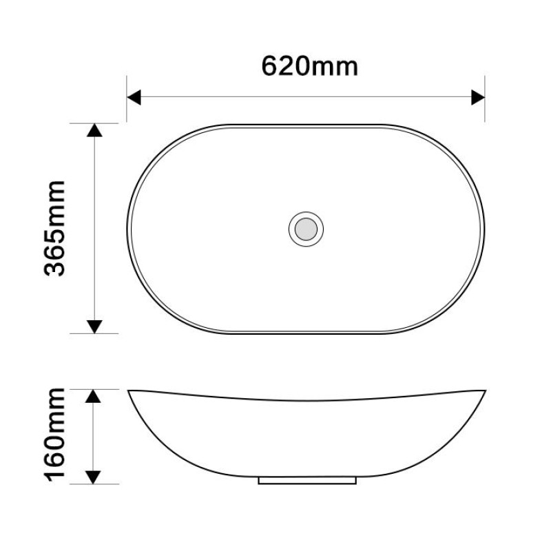 Раковина накладная Mixxus Premium WAVE-0105 EDGE BLACK 620х360х160mm