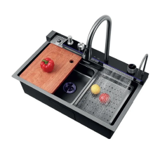 Мийка Zerix ZH7546-SET-02 DECOR NANO-BLACK з вбудованим змішувачем