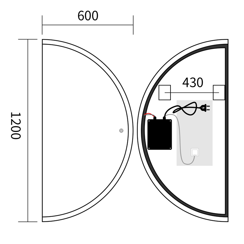 Зеркало Mixxus Premium TOPPER MS03-60x120 (LED Touch, Anti-fog, димер (3-6,5kK))