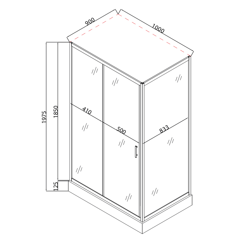 Душова кабіна з низьким піддоном Mixxus HARD SCT01-100x90x198-TR CHROME прозоре скло 5мм (MI69)