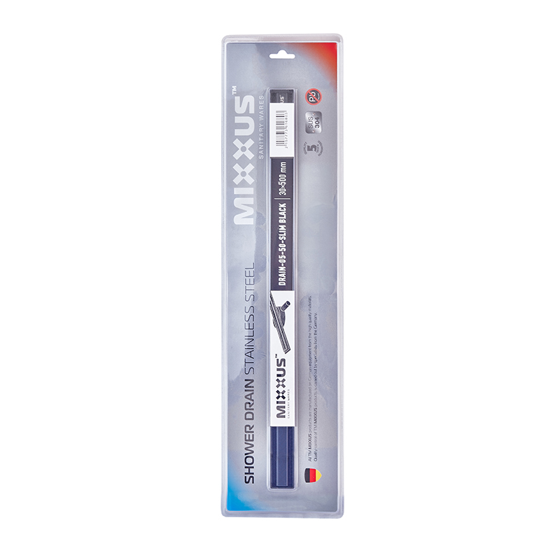 Душевой трап с нерж. стали SUS304 Mixxus Drain-05-50-Slim Black (30x500мм) (Черный)