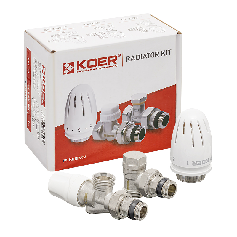 Комплект для подключения радиатора Koer SET-16 - 1/2"x3/4" (осевой) с термоголовкой НН