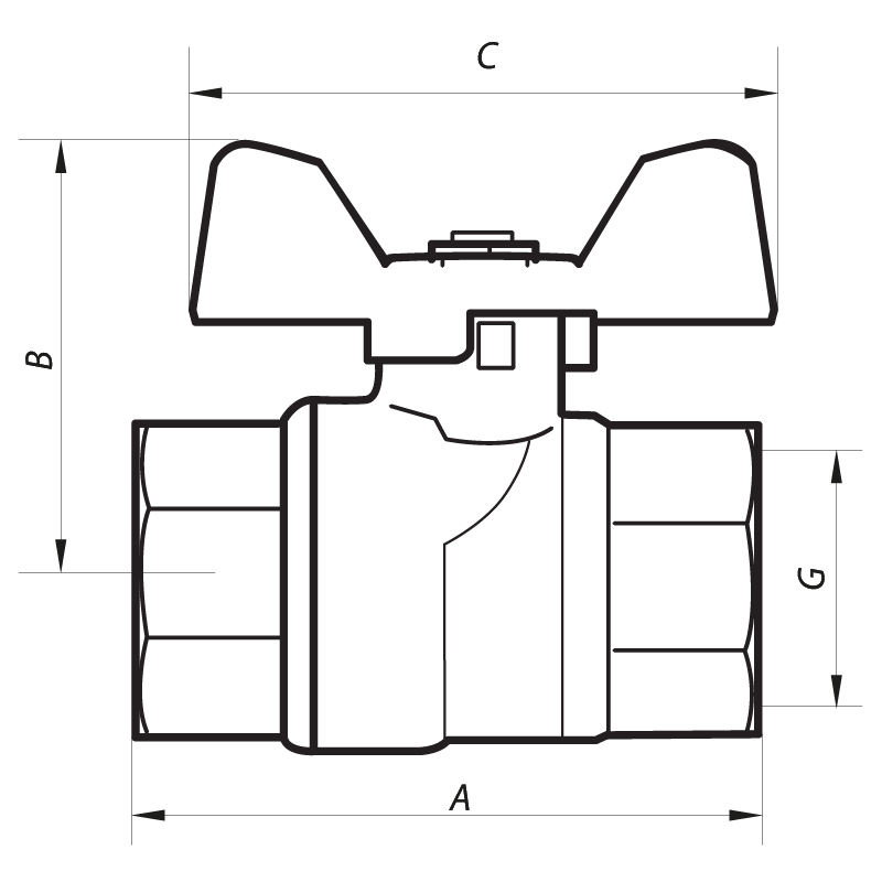 Кран шаровый 1/2" ГГБ (NF.711) Nolf