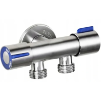 Кран для подключения сантехприборов Mixxus VAL-11-1/2x1/2x1/2 из нержавеющей стали SUS304 (синий) (