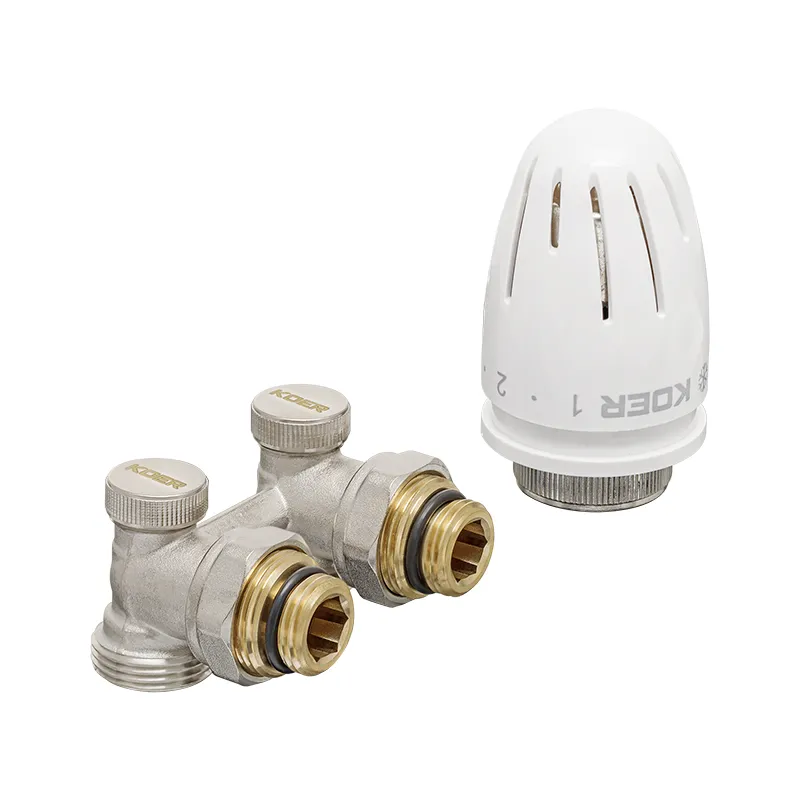 Комплект для нижнего подкл. радиатора Koer SET-21 - 1/2"x3/4" (угловой) с термоголовкой НН
