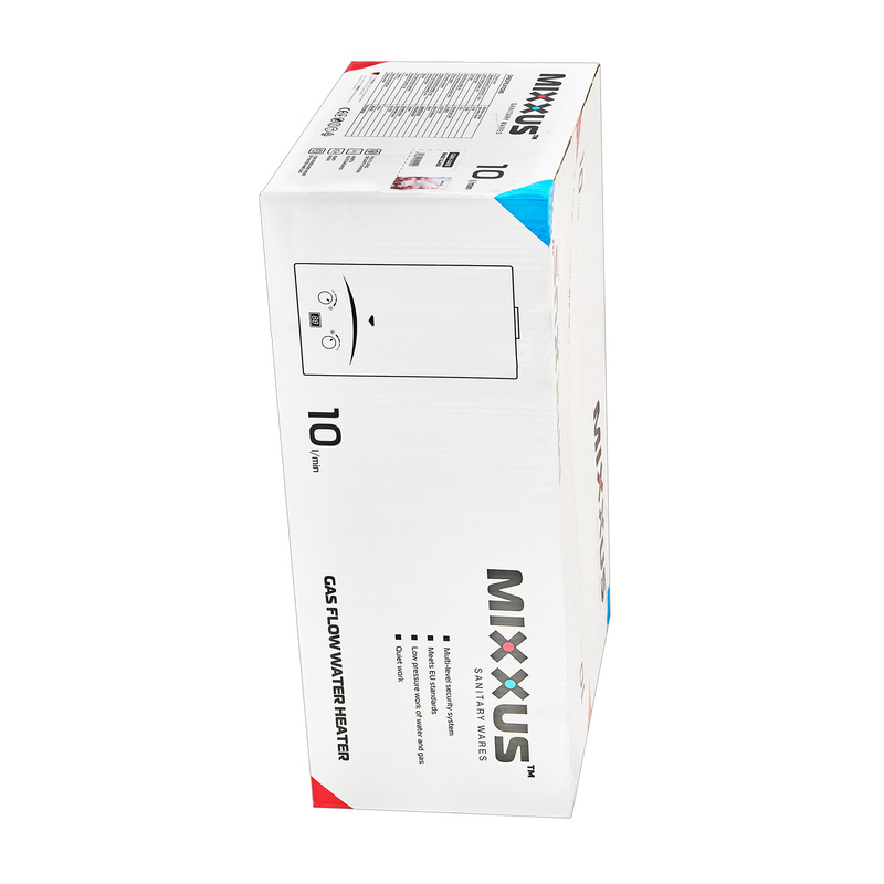 Газова колонка MIXXUS GWH-0410 BASIC GLASS димохідна 10 л/хв (панель зі скла з малюнком) (WH00)