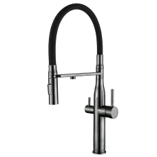 Кухонный смеситель на две воды Mixxus VTM-021 graphite Refl.Black (нерж. сталь)