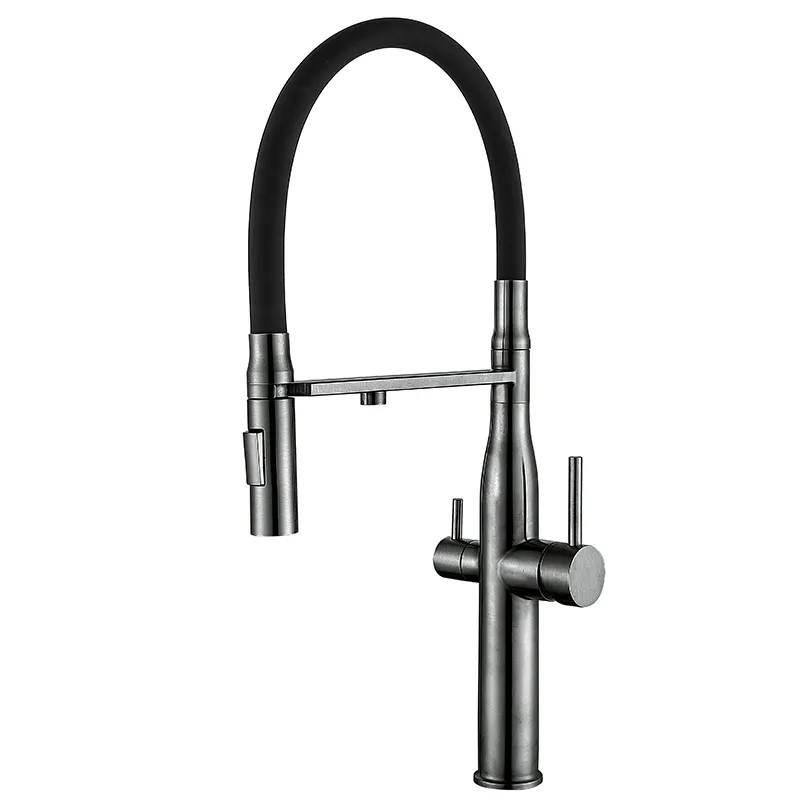 Кухонный смеситель на две воды Mixxus VTM-021 graphite Refl.Black (нерж. сталь)