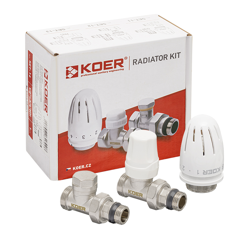 Комплект для подключения радиатора Koer SET-15 - 1/2"x3/4" (прямой) с термоголовкой НН