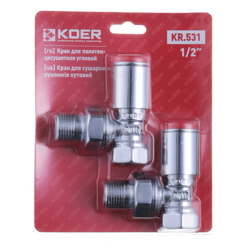 Кран для рушникосушарки кутовий Koer KR.531 - 1/2" (Продається по 1 шт.)